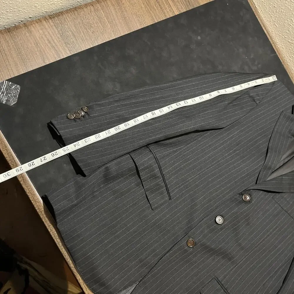 Ermenegildo Zegna Blazer Mens 52R Gray Pinstripe Wool Su Misura Fit Mila Swiss